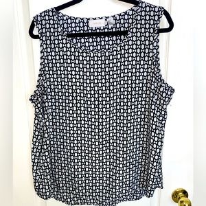 Chico’s sleeveless blouse, black and white, Sz 3, gently worn